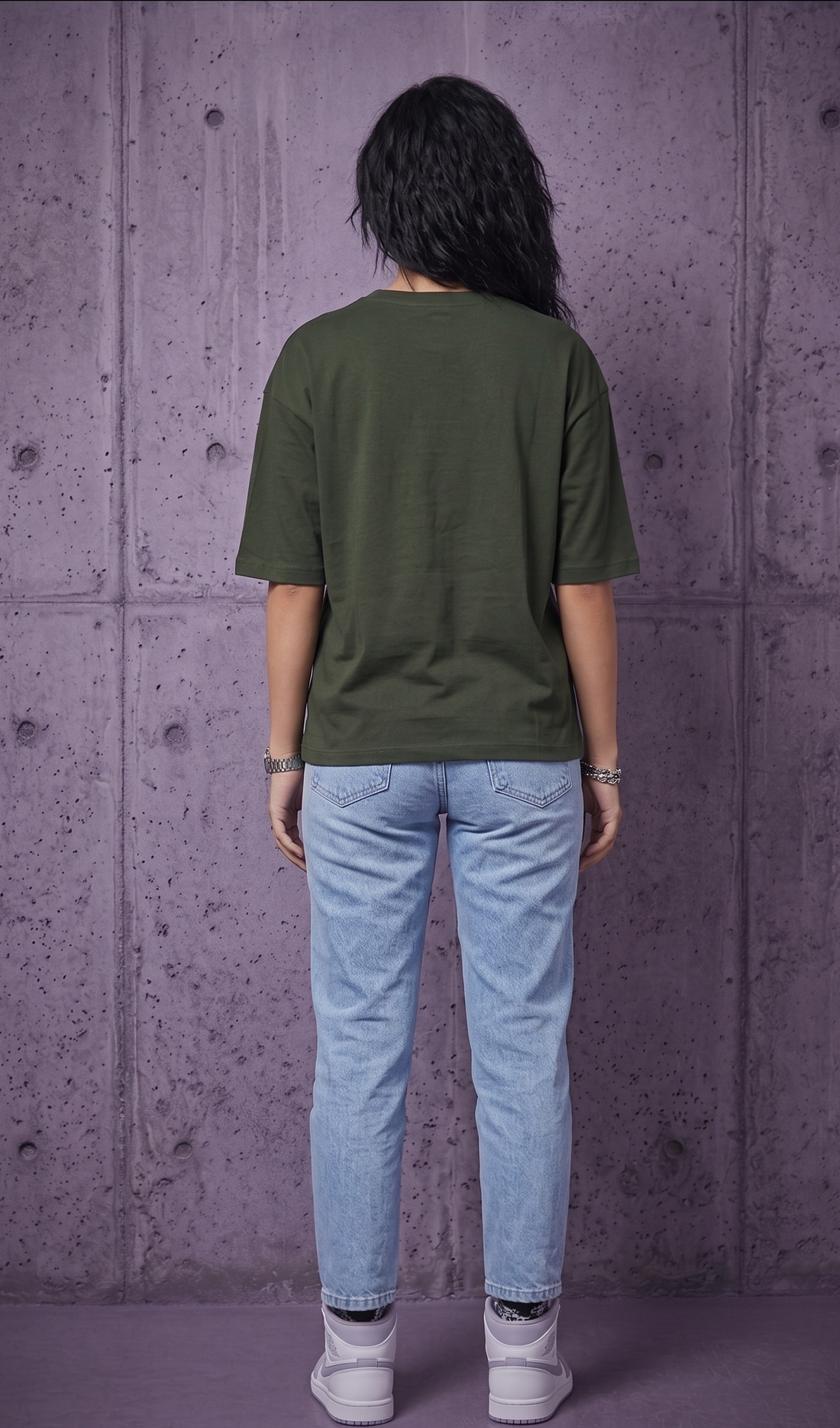 Women's Printed Relaxed Fit Cotton T-Shirt - Olive