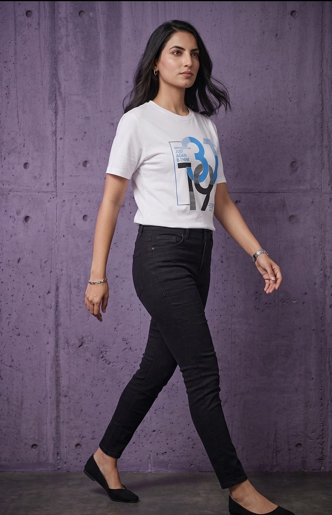 Women's Printed Relaxed Fit Cotton T-Shirt - White