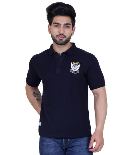 Embroidered Navy Pique Polo T-Shirt