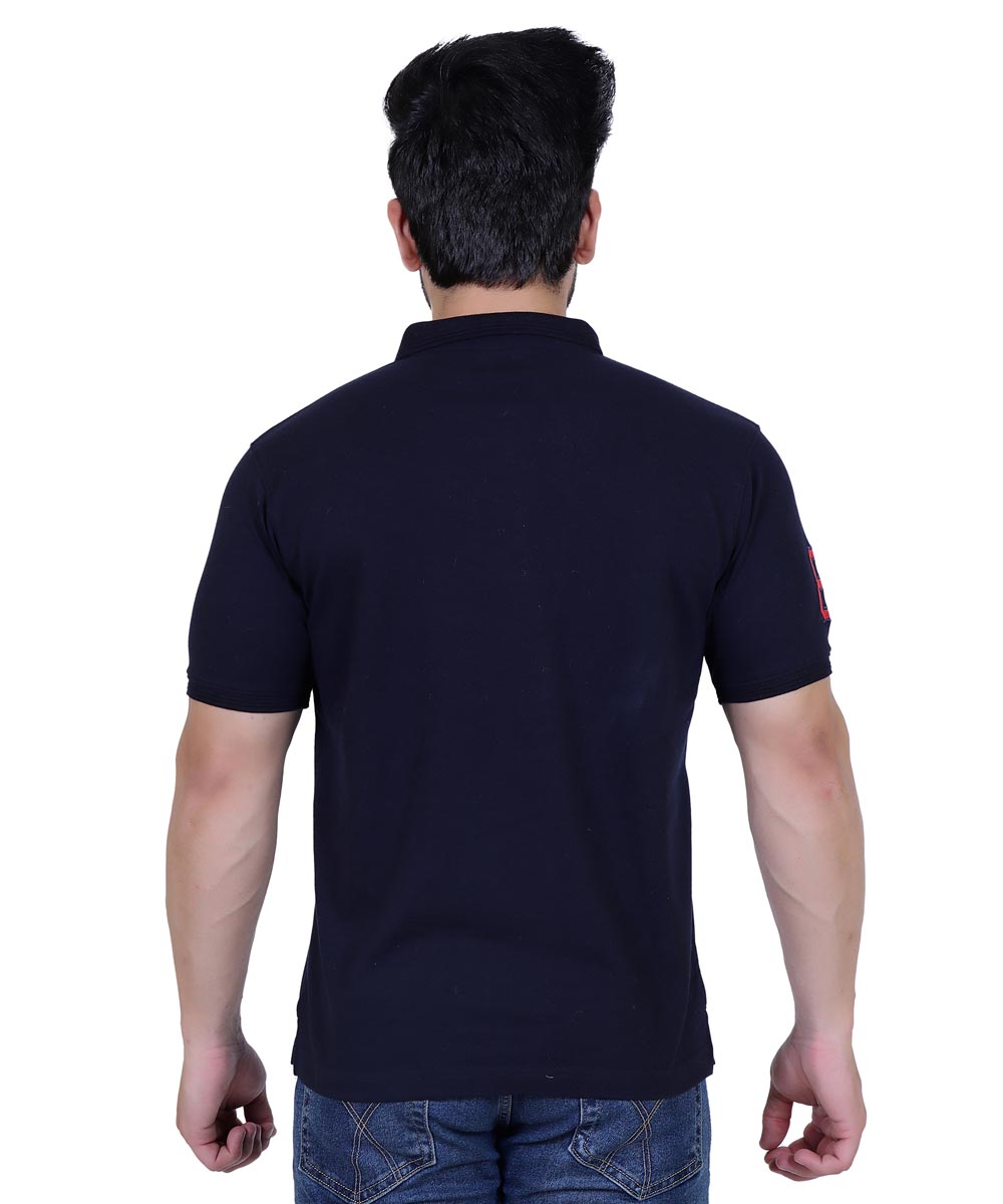 Embroidered Navy Pique Polo T-Shirt