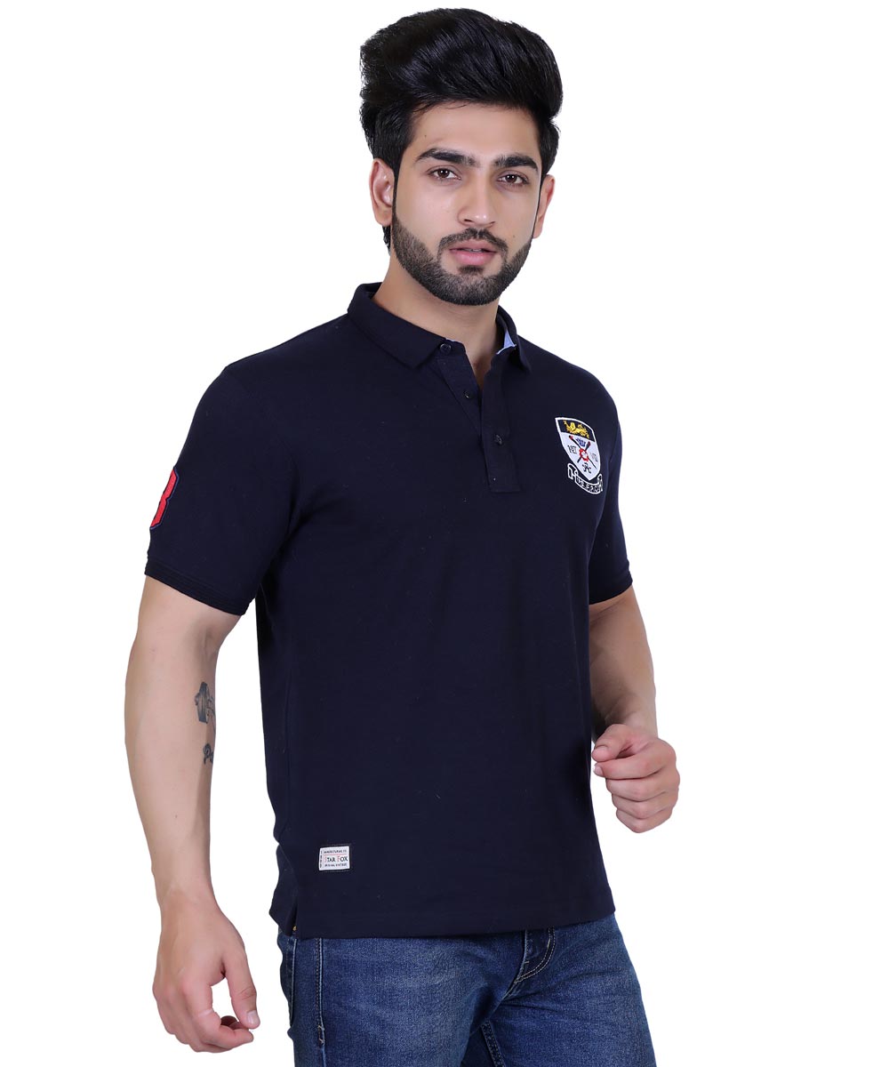 Embroidered Navy Pique Polo T-Shirt