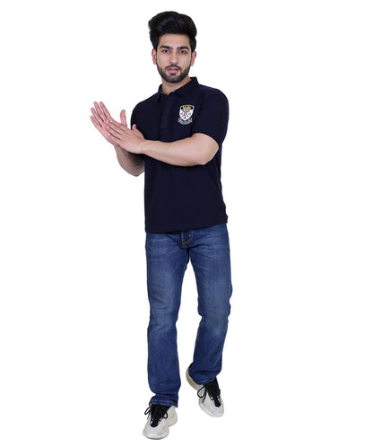 Embroidered Navy Pique Polo T-Shirt