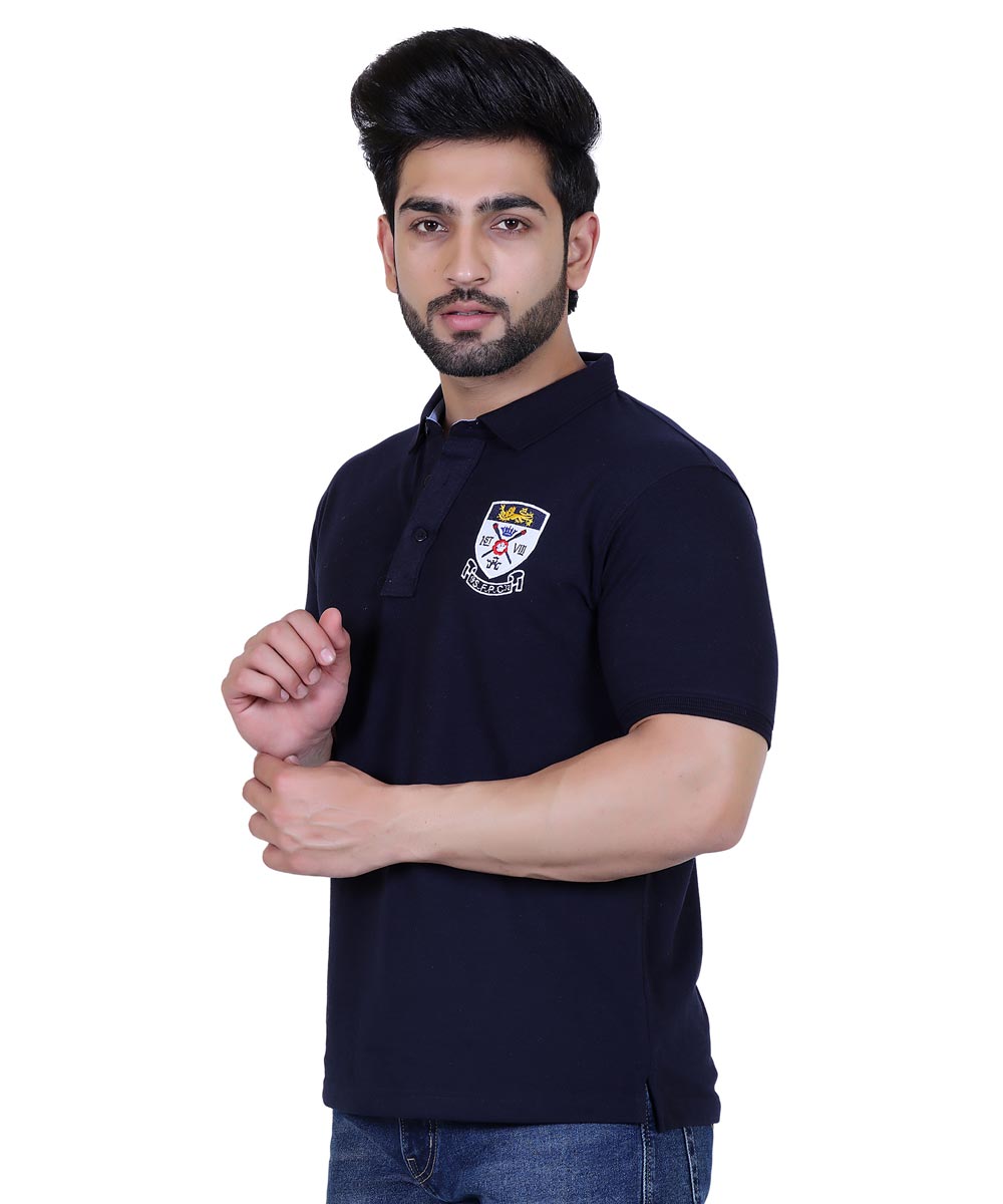 Embroidered Navy Pique Polo T-Shirt