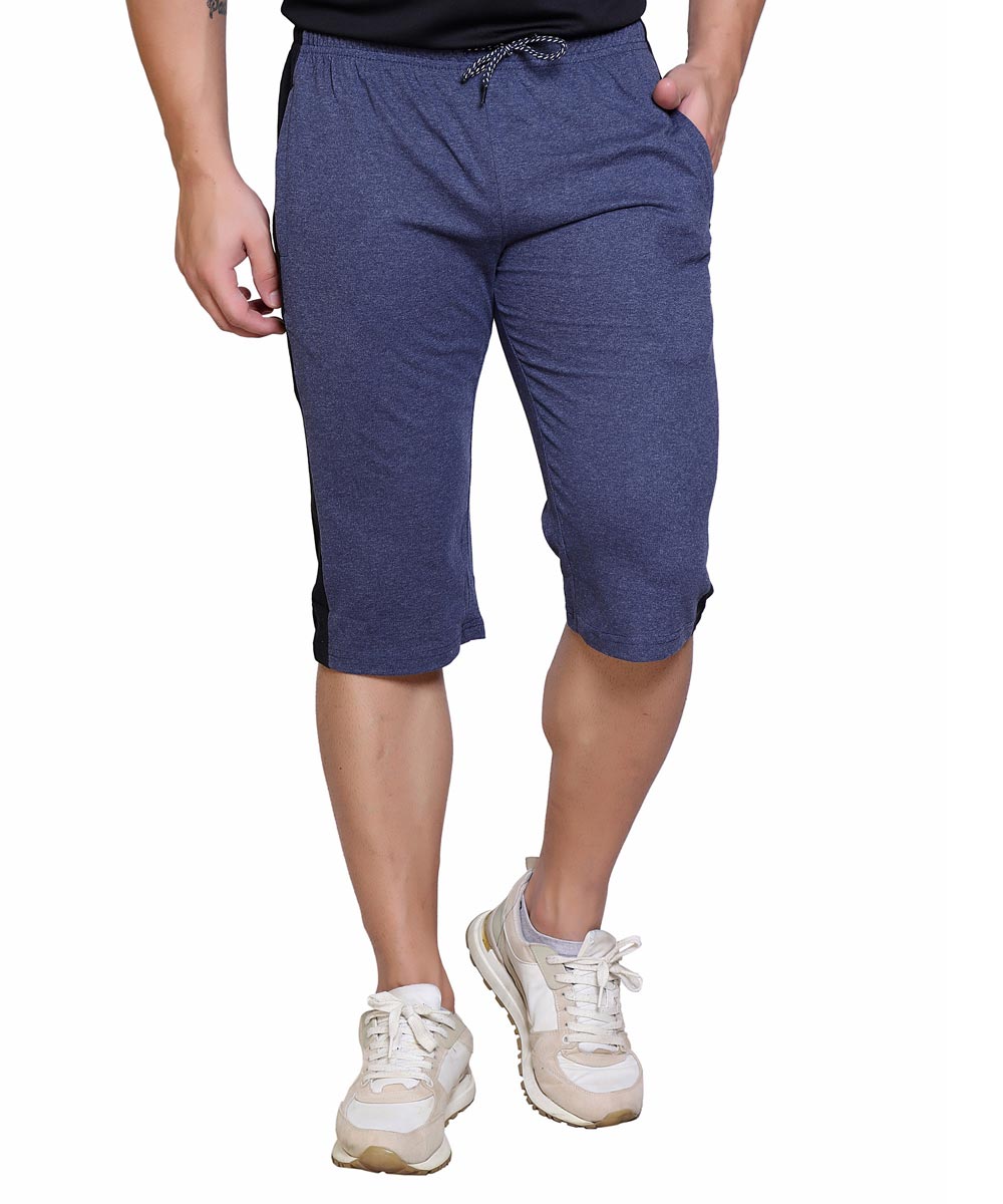 Men's Cotton Blend Regular Fit Capris | Bottom Wear With One Zipper Pocket