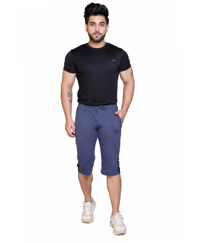 Men's Cotton Blend Regular Fit Capris | Bottom Wear With One Zipper Pocket