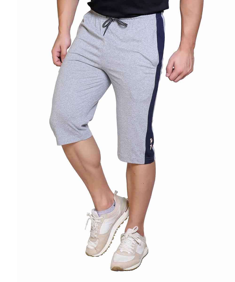 Men's Cotton Blend Regular Fit Capris | Bottom Wear With One Zipper Pocket