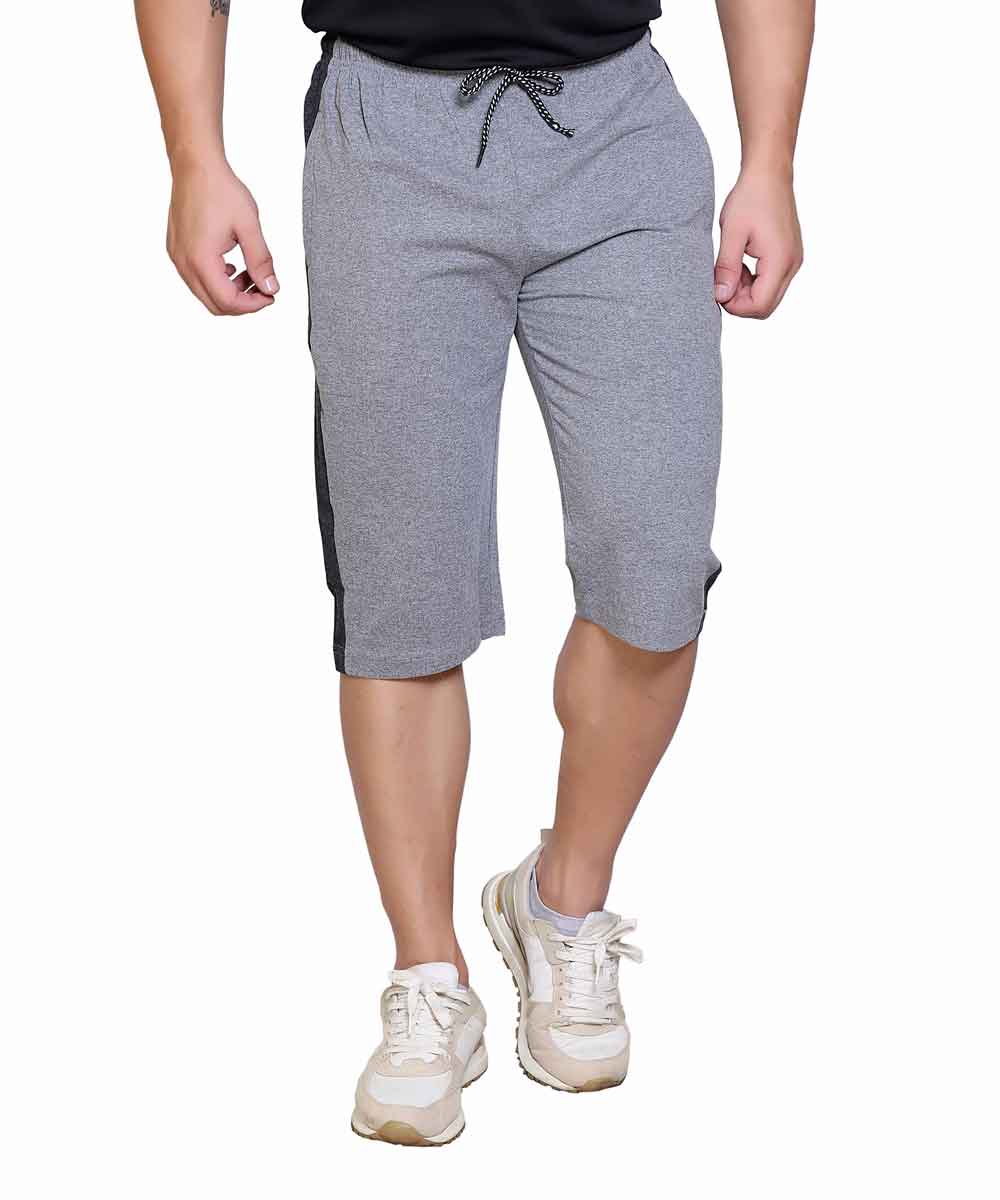 Men's Cotton Blend Regular Fit Capris | Bottom Wear With One Zipper Pocket