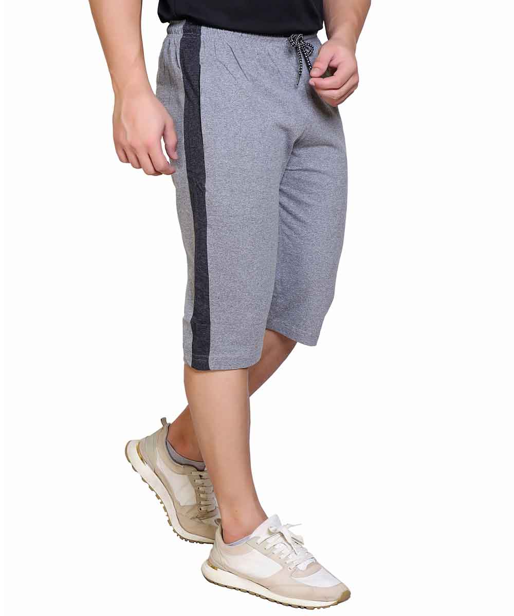 Men's Cotton Blend Regular Fit Capris | Bottom Wear With One Zipper Pocket