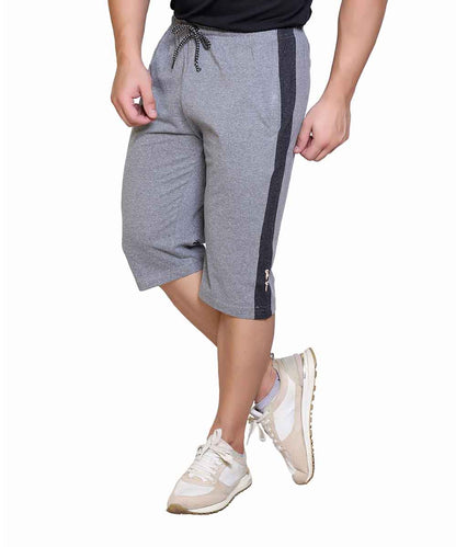 Men's Cotton Blend Regular Fit Capris | Bottom Wear With One Zipper Pocket