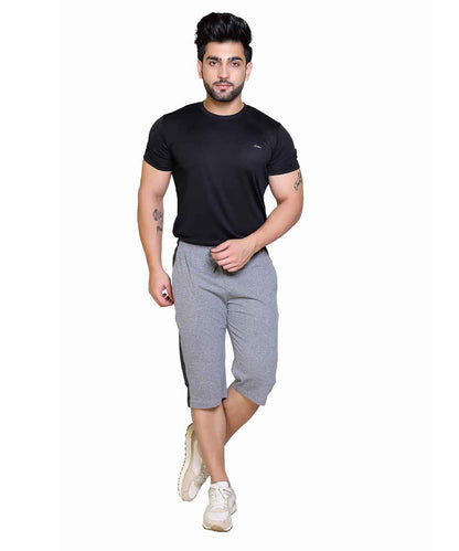 Men's Cotton Blend Regular Fit Capris | Bottom Wear With One Zipper Pocket