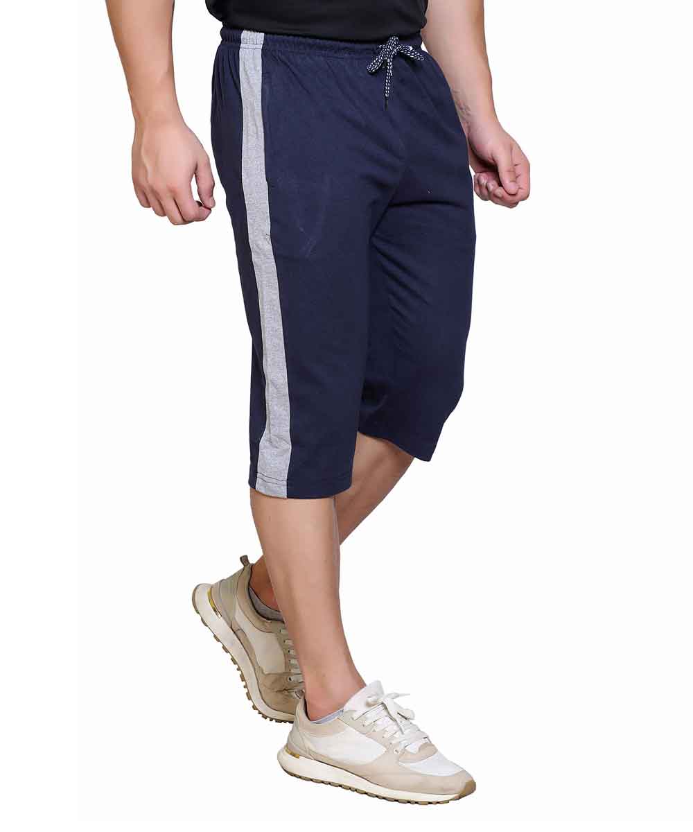 Men's Cotton Blend Regular Fit Capris | Bottom Wear With One Zipper Pocket