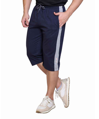 Men's Cotton Blend Regular Fit Capris | Bottom Wear With One Zipper Pocket