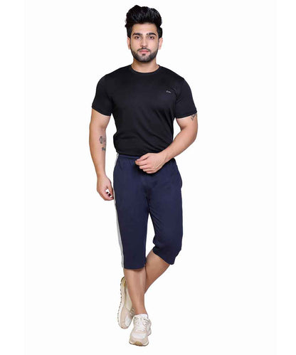 Men's Cotton Blend Regular Fit Capris | Bottom Wear With One Zipper Pocket