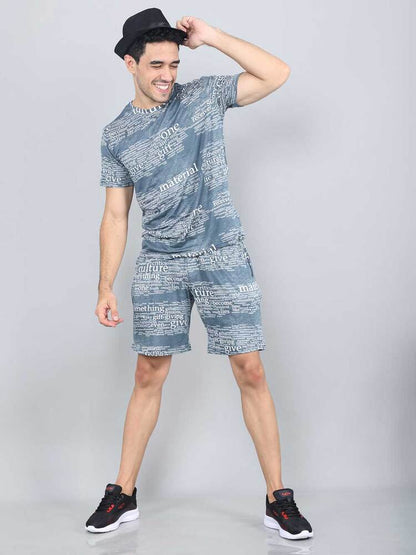 Men Printed Grey Co-ords Set