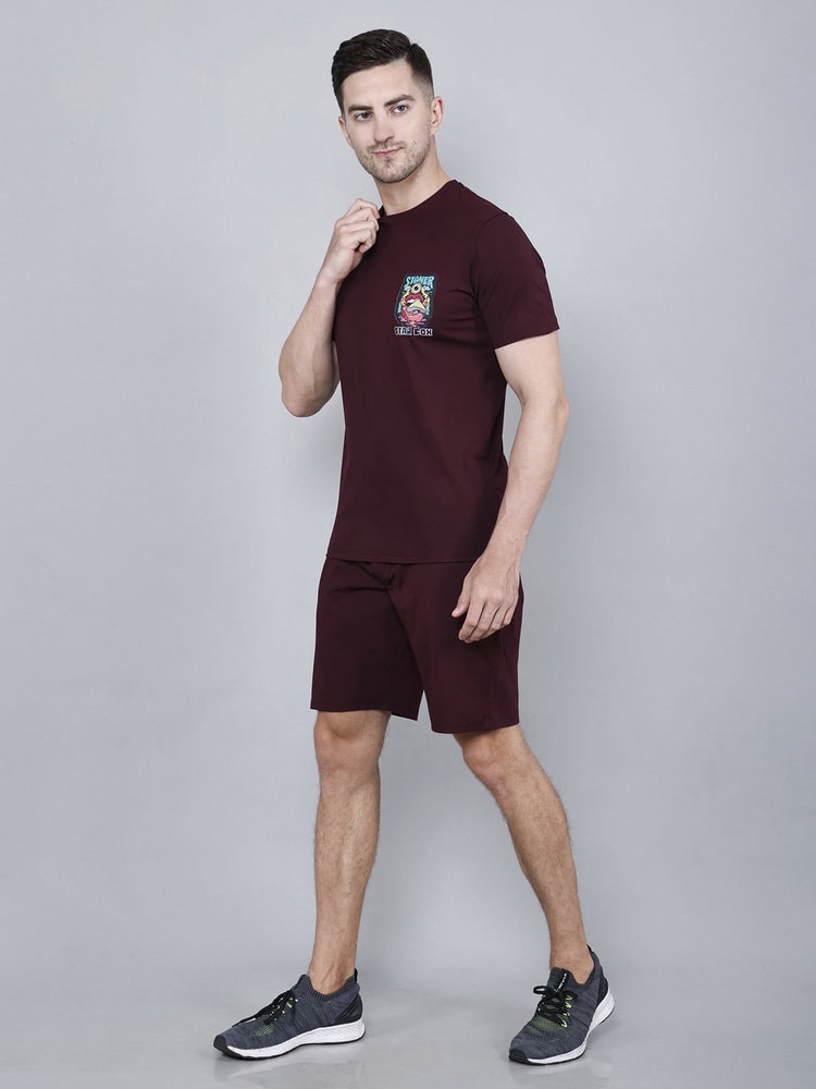 Mens Burgundy Tencel Fabric Co-ord Set