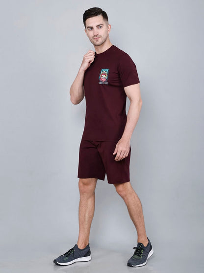 Mens Burgundy Tencel Fabric Co-ord Set