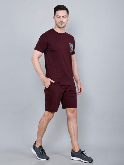 Mens Burgundy Tencel Fabric Co-ord Set