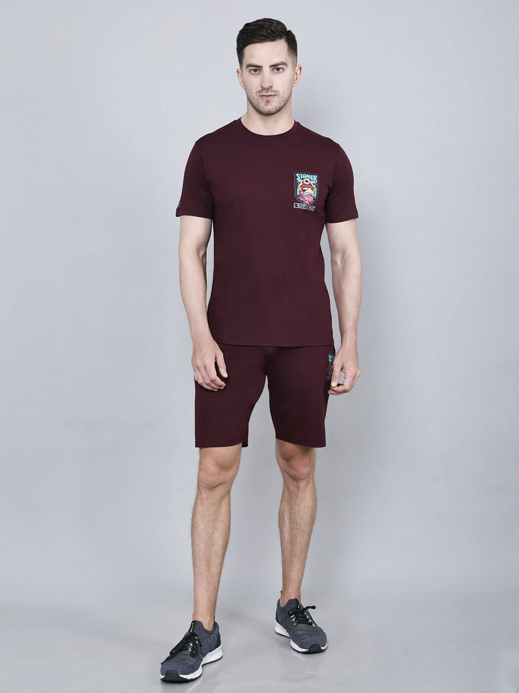 Mens Burgundy Tencel Fabric Co-ord Set