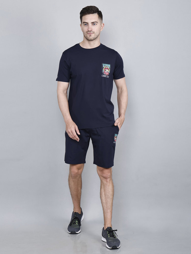 Mens Navy Tencel Fabric Co-ord Set