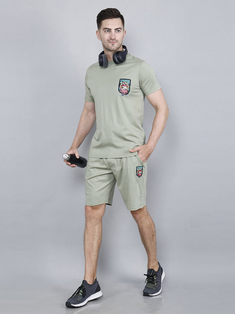 Mens Sagegreen Tencel Fabric Co-ord Set