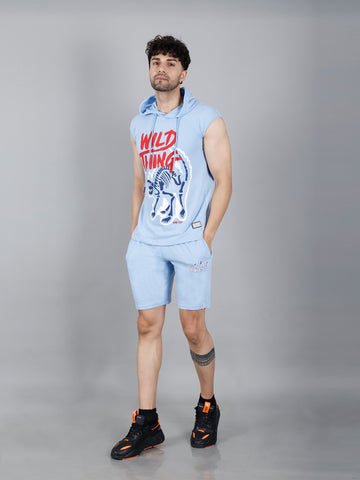 Mens's Trendy Sky Blue Co-Ord Set