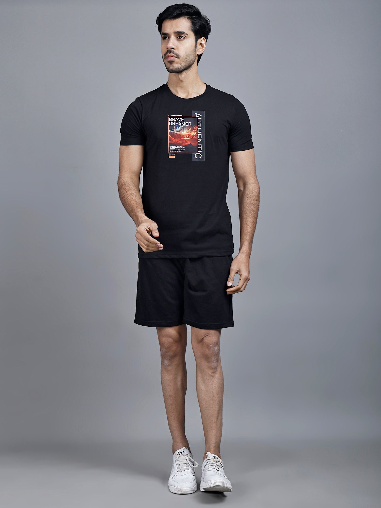 Raven Black Printed T-shirt & Shorts Co-Ord Set