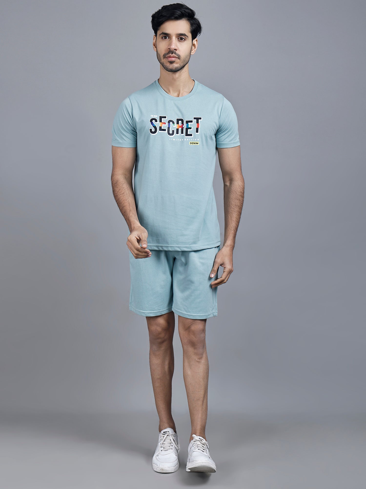 Sage Green Printed T-shirt & Shorts Co-Ord Set