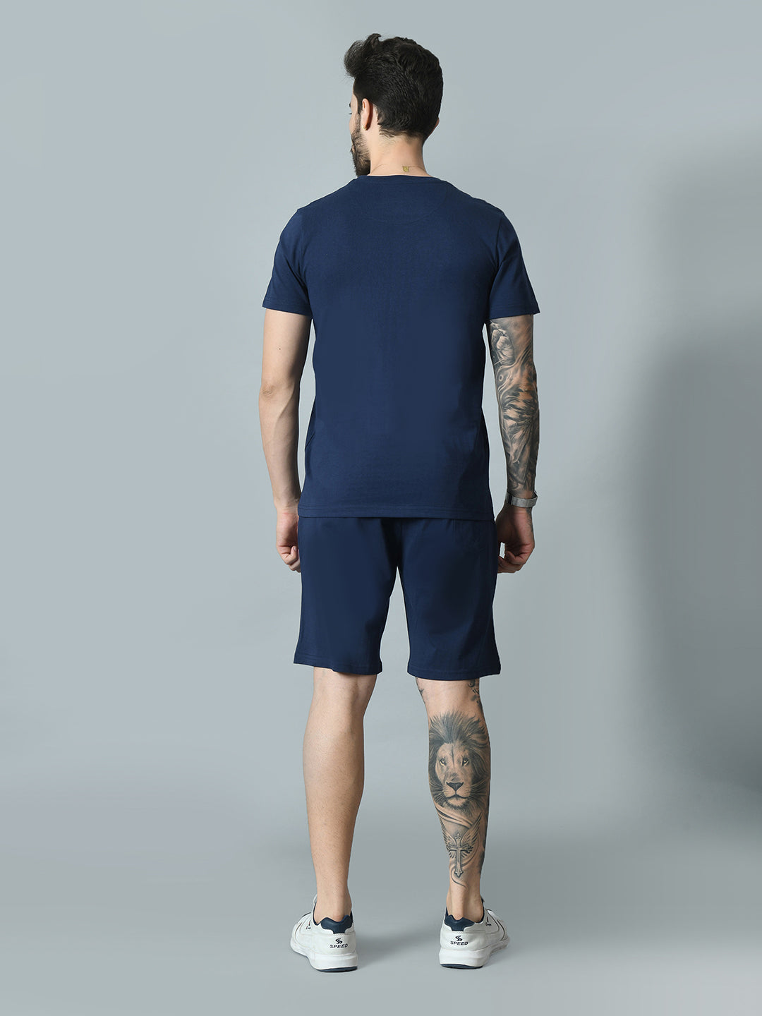 Navy Blue Printed T-shirt with Shirts Co-ord Set