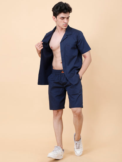 Navy Shirt and Shorts Co-ord Set