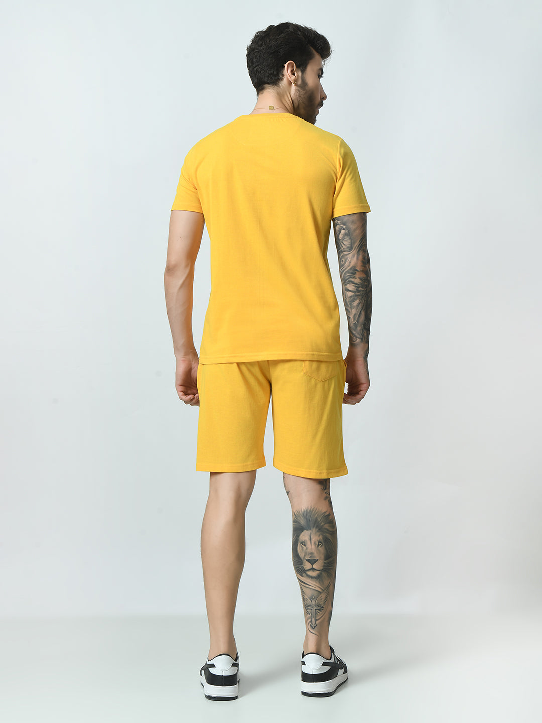 Mustard Yellow Printed T-shirt with Shirts Co-ord Set