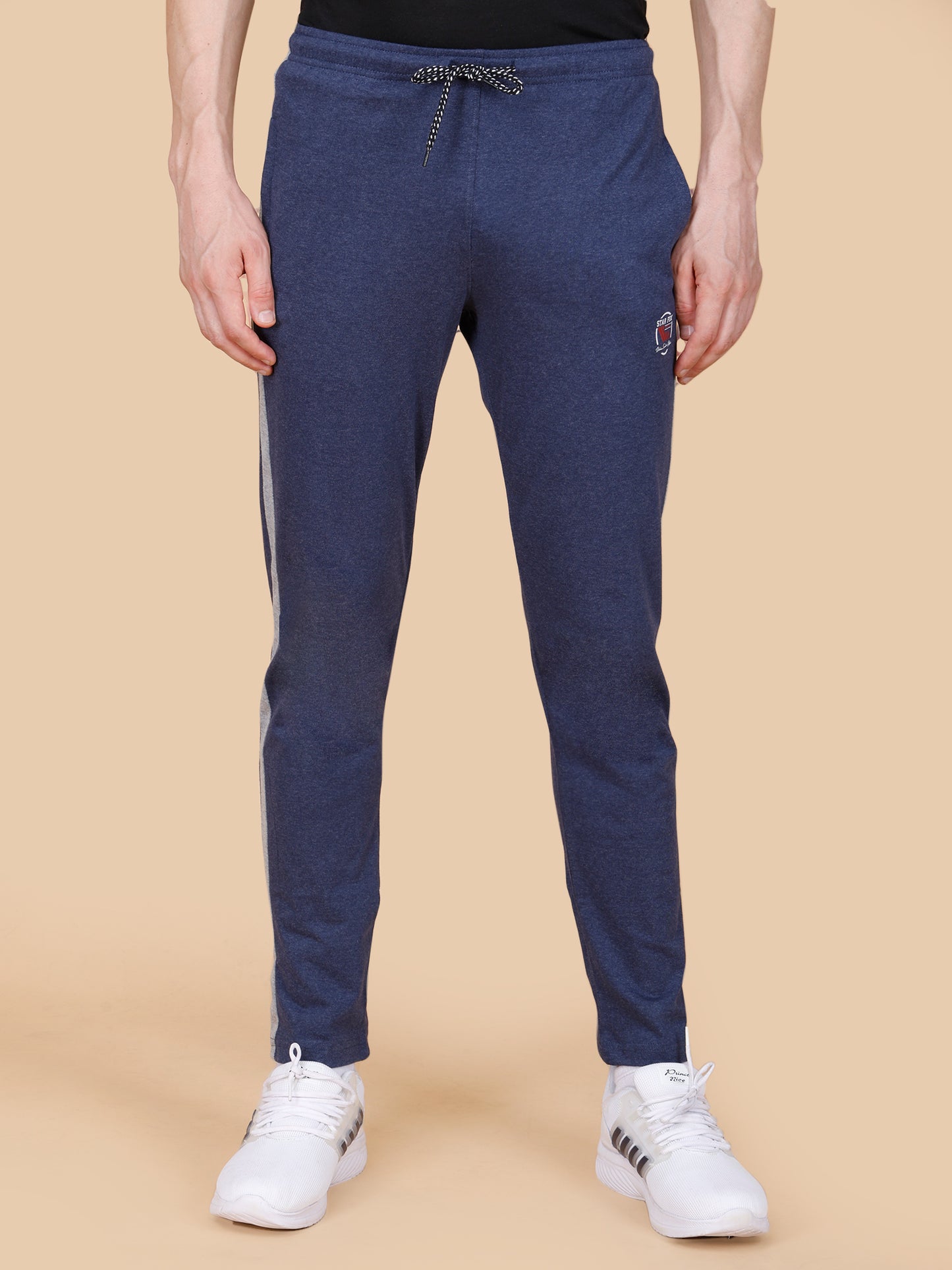 Blue Track Pant With Contrast Panels