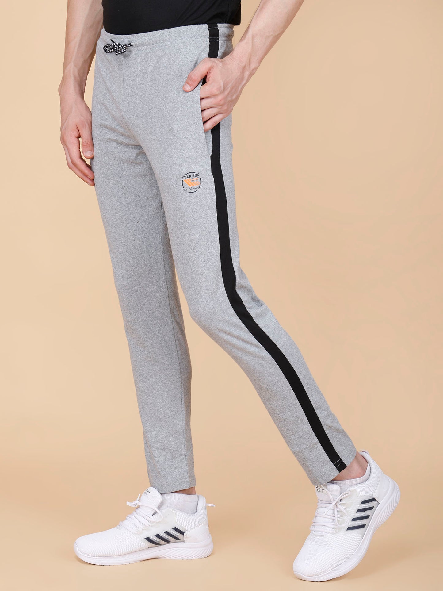 Light Grey Track Pant With Contrast Panels