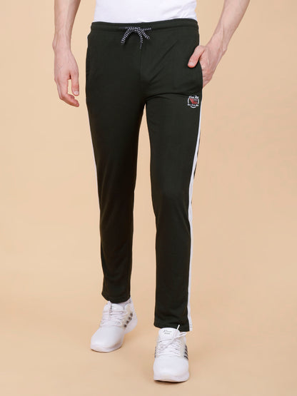 Olive Track Pant With Contrast Panels