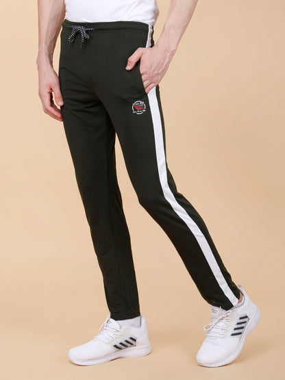 Olive Track Pant With Contrast Panels