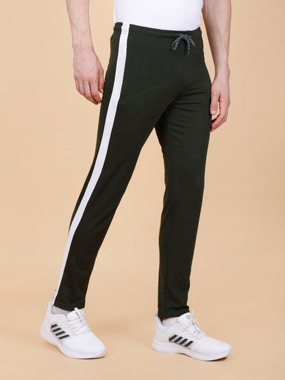 Olive Track Pant With Contrast Panels