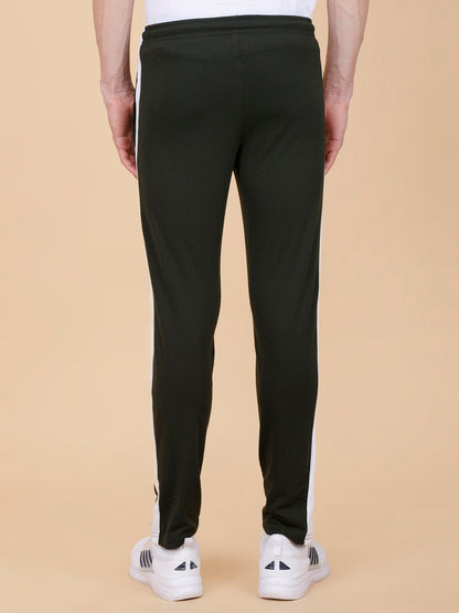 Olive Track Pant With Contrast Panels