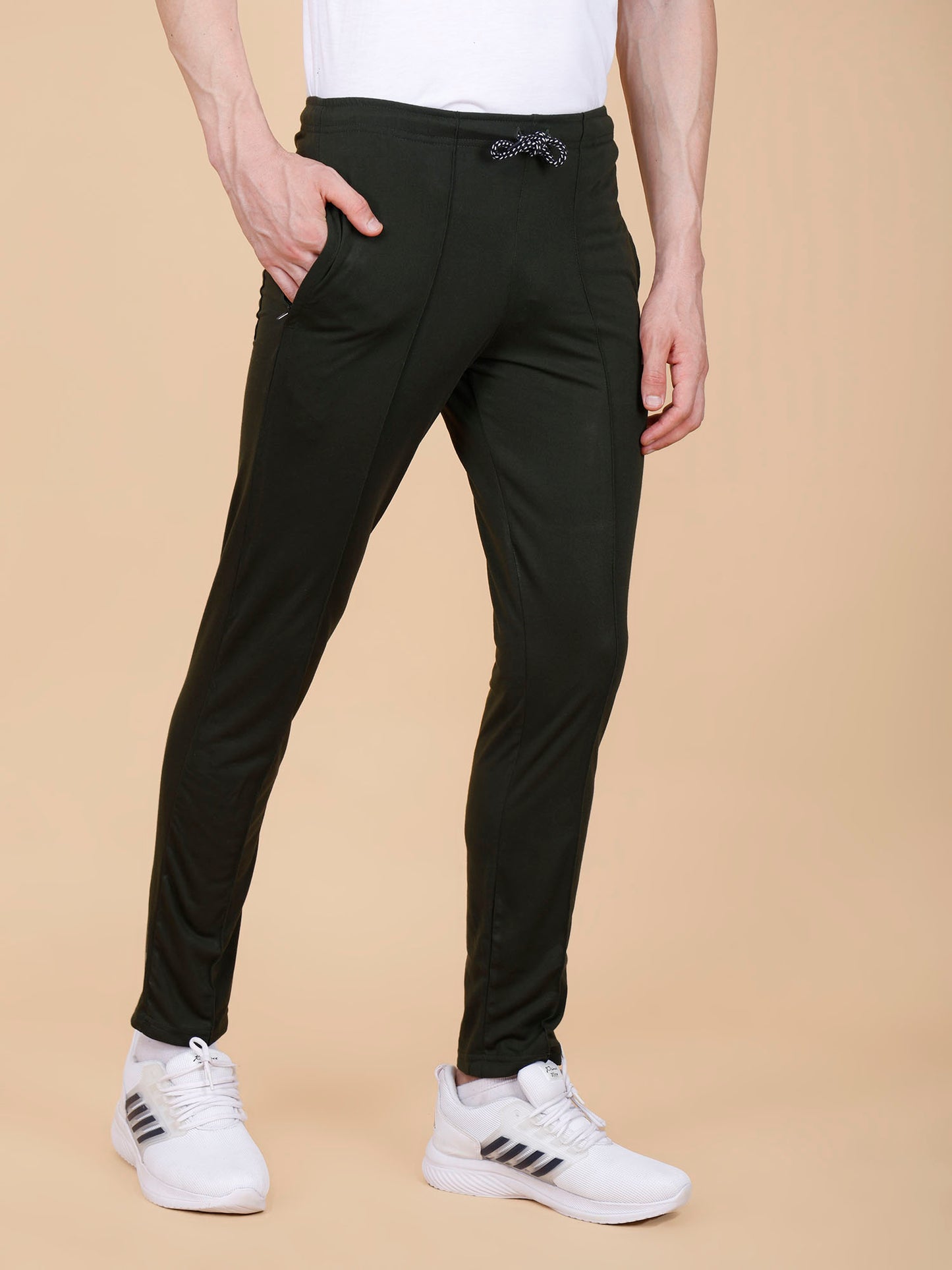 Olive Track Pant With Pleats