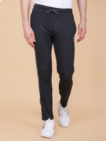 Charcoal Track Pant With Contrast Pipping