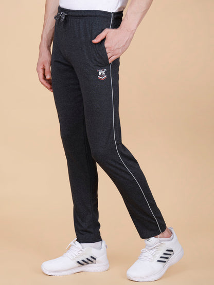 Charcoal Track Pant With Contrast Pipping