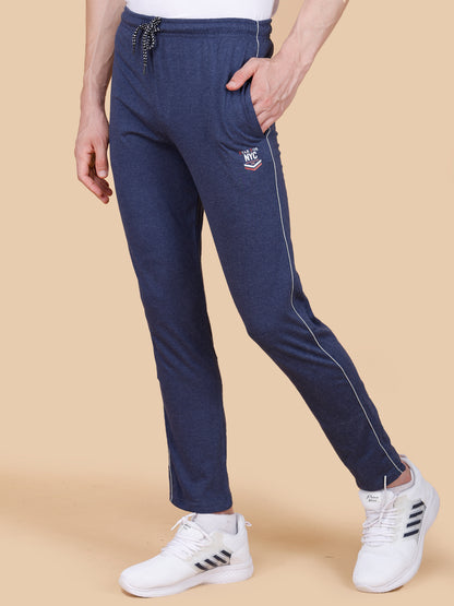 Blue Track Pant With Contrast Pipping