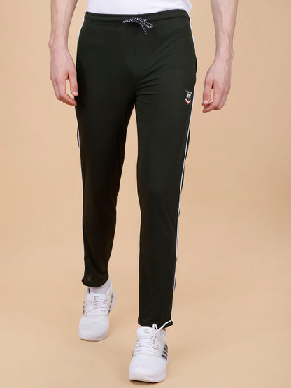 Olive Track Pant With Contrast Pipping