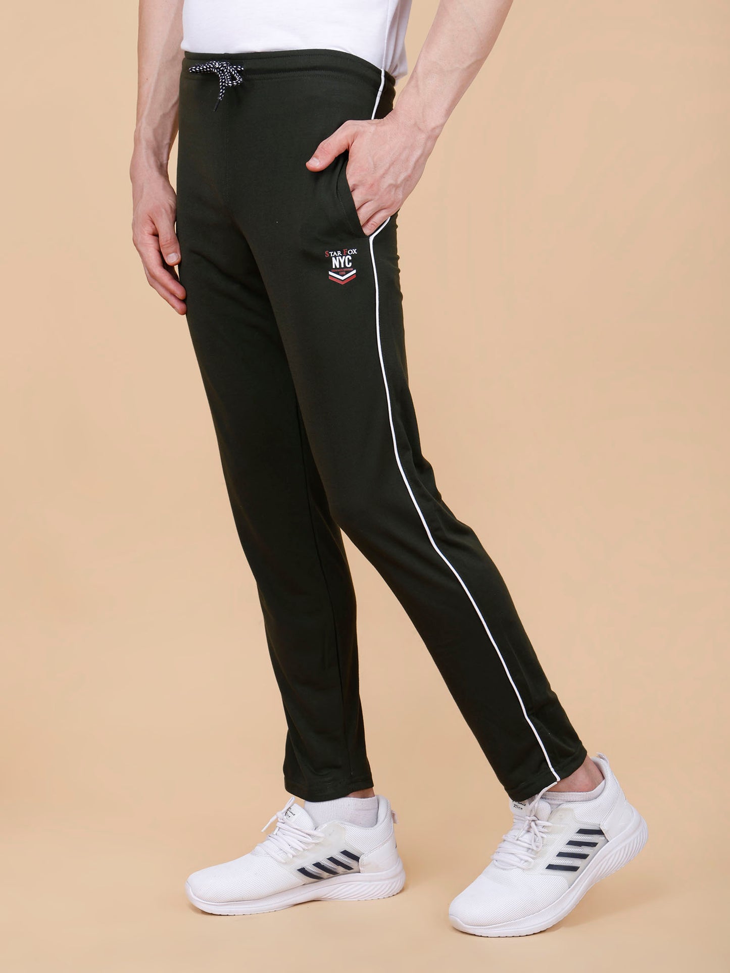 Olive Track Pant With Contrast Pipping