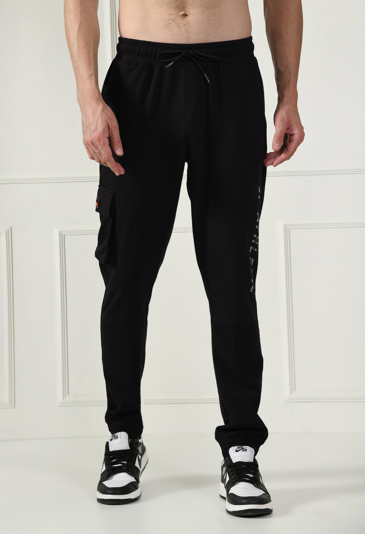 Black Cargo Pant with Reflective Print