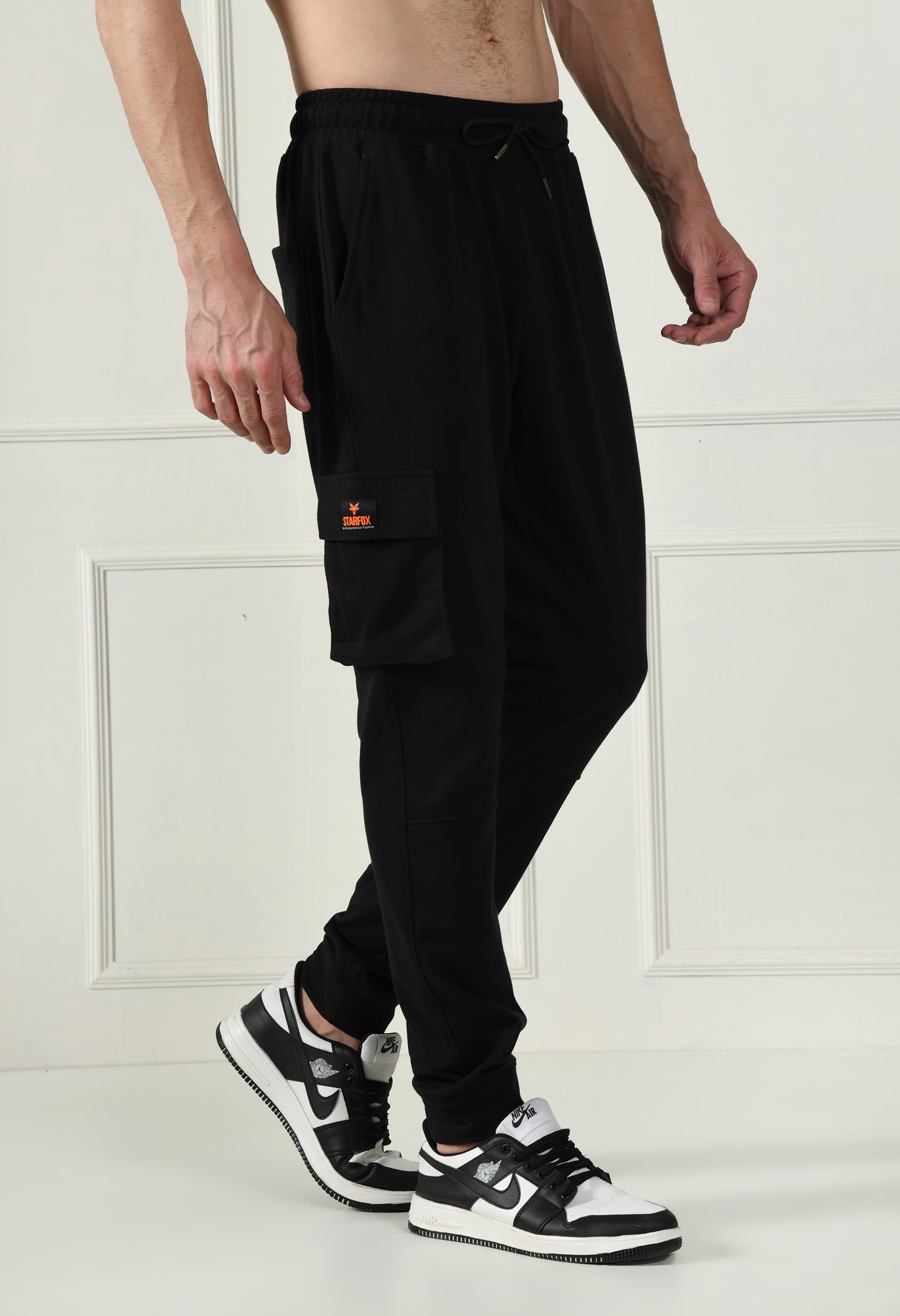 Black Cargo Pant with Reflective Print