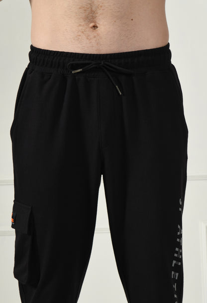 Black Cargo Pant with Reflective Print