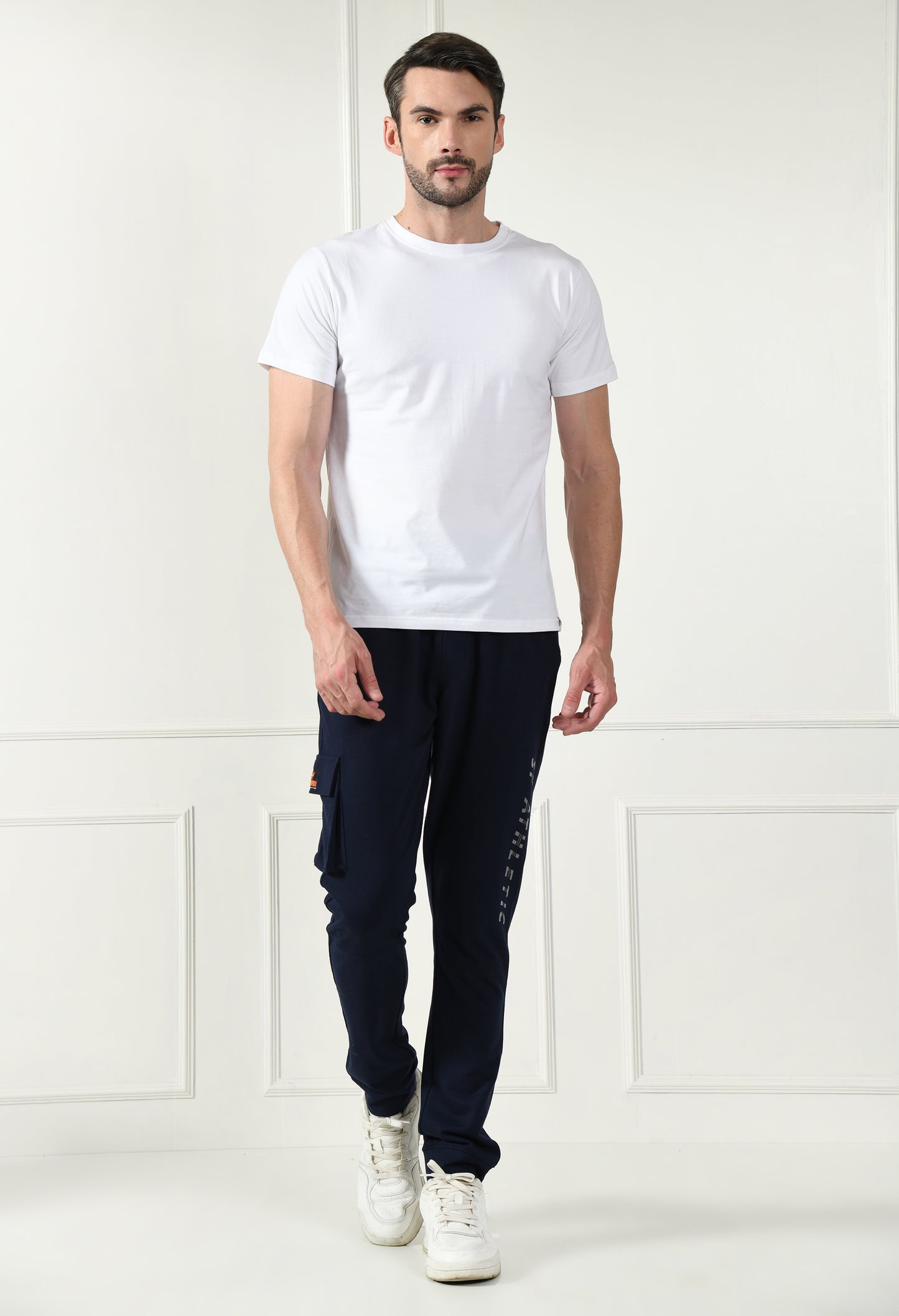 Navy Cargo Pant with Reflective Print