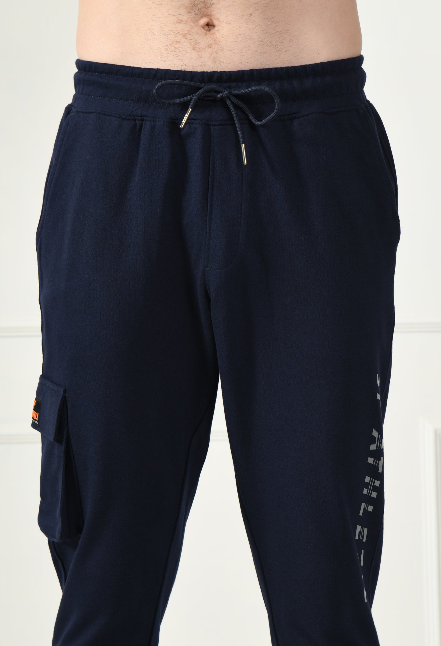 Navy Cargo Pant with Reflective Print