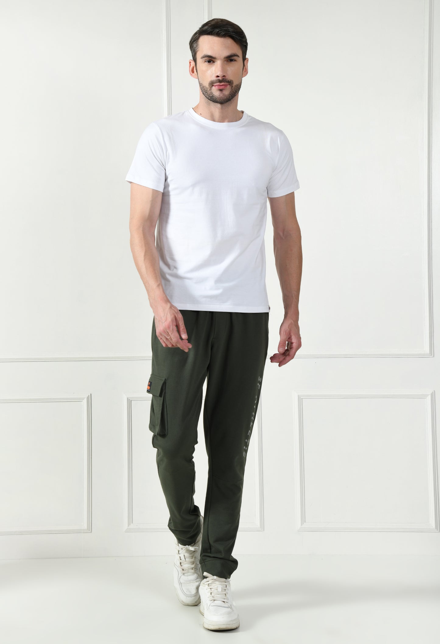 Olive Green Cargo Pant with Reflective Print