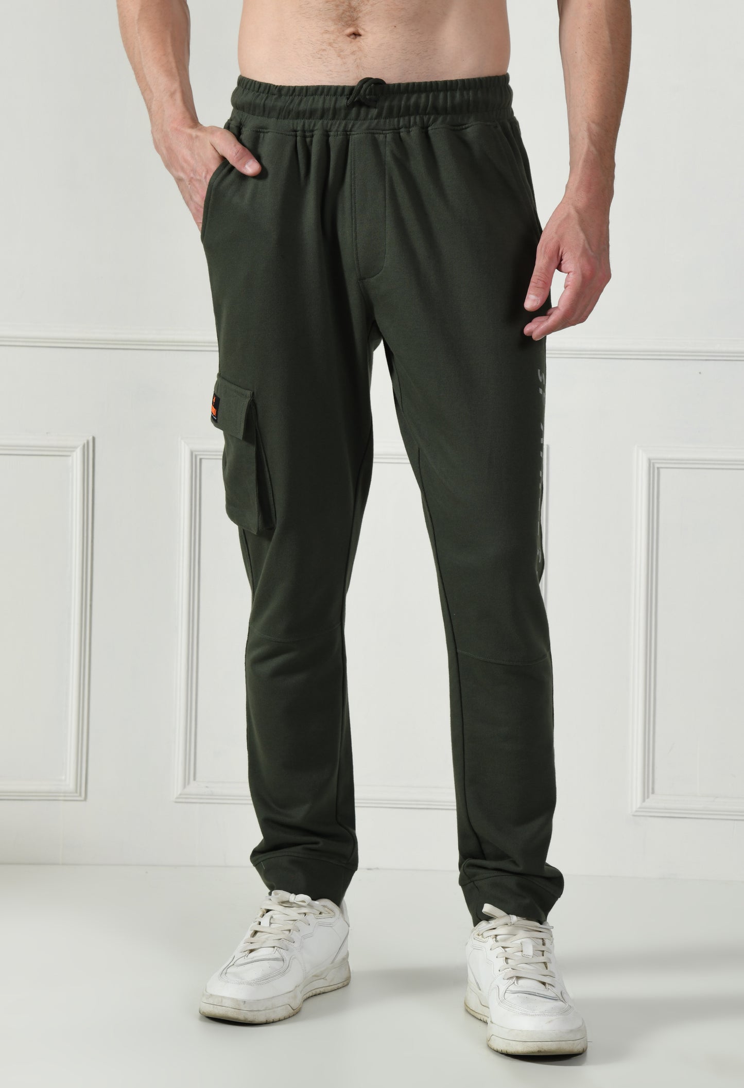 Olive Green Cargo Pant with Reflective Print