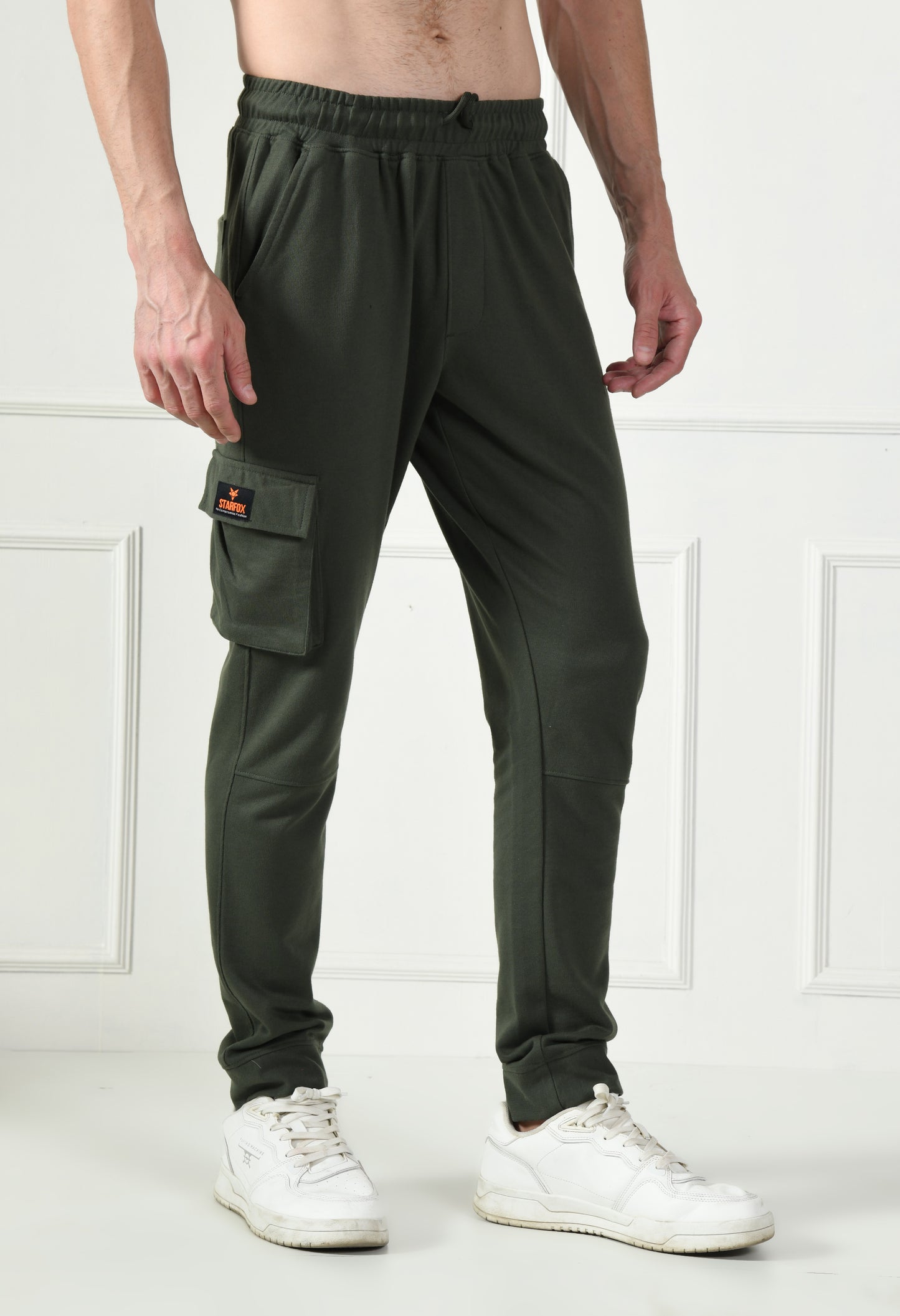 Olive Green Cargo Pant with Reflective Print